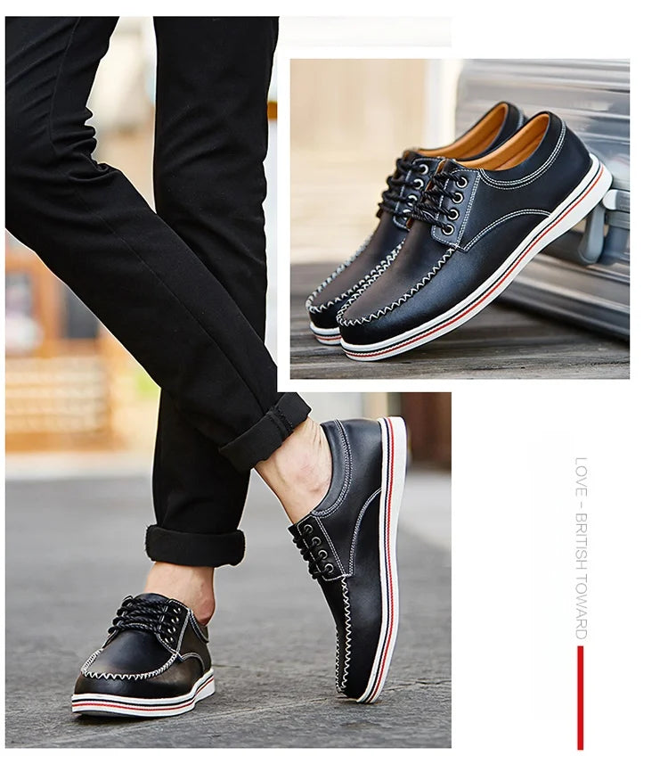 Men's casual business shoes flat shoes men's shoes handmade casual shoes British business people dress casual shoes plus size 47