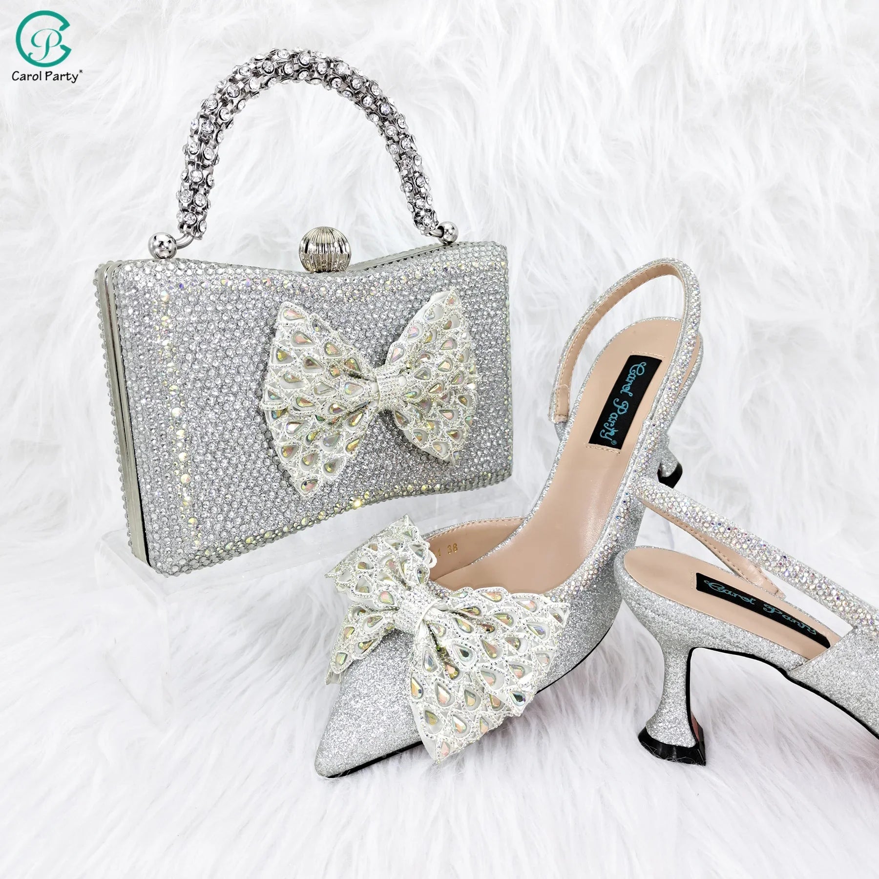 princess style  Young Girl Rhinestone-encrusted Bag & Comfortable  High Heels