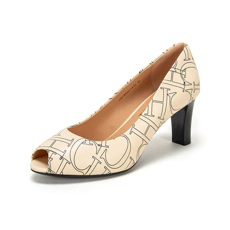 Women's Sandals High Heel Leather Fish Mouth Design Sense Casual Shoes Dress Summer Beach