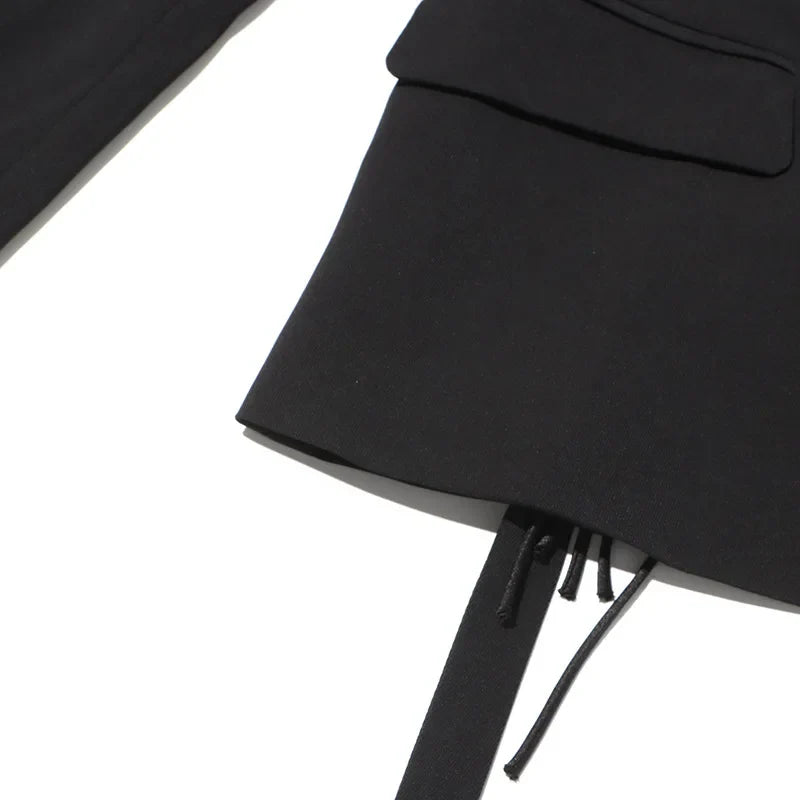 New Arrival Women Back Hollow Out Design Double Breasted Suit Jackets Y2K High Street Streamer Decoration Temperament Coat