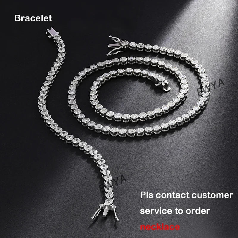 Luxury Bubble 2/3mm D Color Full Moissanite Tennis Necklace for Women S925 Silver Plated 18K Diamond Neck Chain Necklaces
