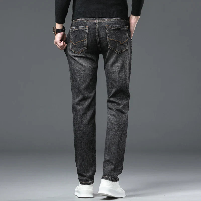 Autumn Men's Vintage Wash Casual Jeans Soft Cozy Stretch Denim Trousers High Quality Clothing Classic Fashion Straight Male Pant