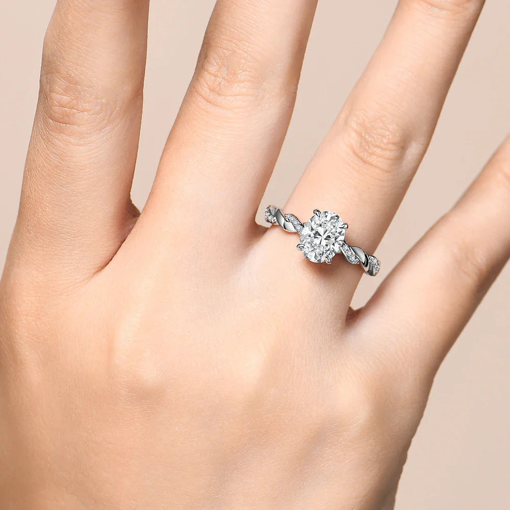 New 2CT Oval Cut Moissanite Ring S925 Silver 18K Gold Plated Cross Solitaire Rings for Women Engagement Wedding Jewelry