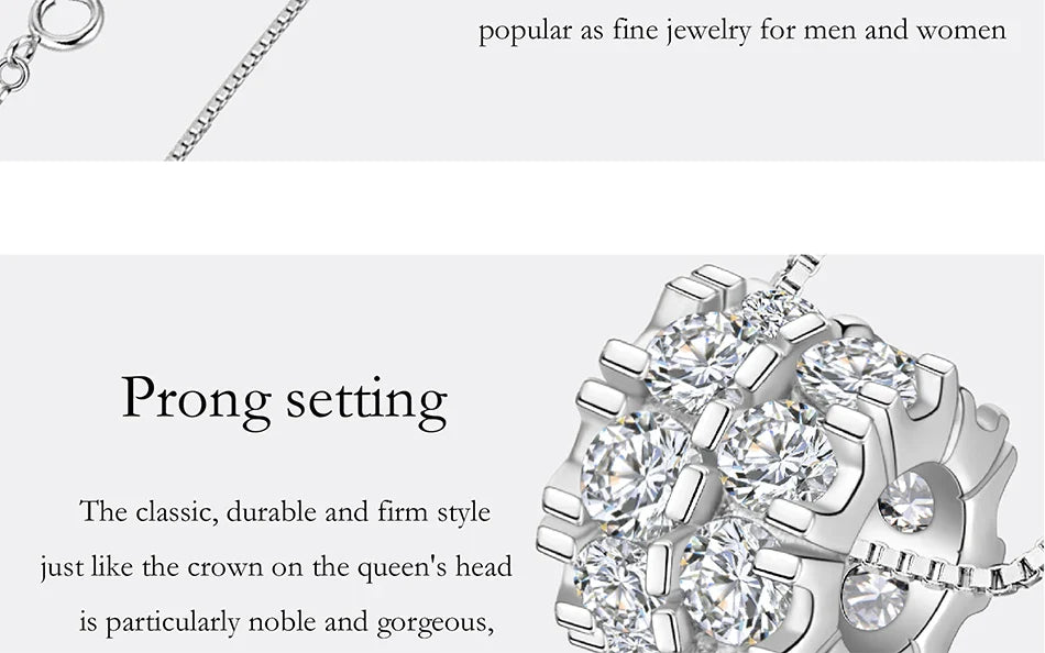 1.6CT Moissanite Necklace for Women S925 Pure Silver Spherical Laboratory Diamond Pendant Luxury Party Jewelry Gift