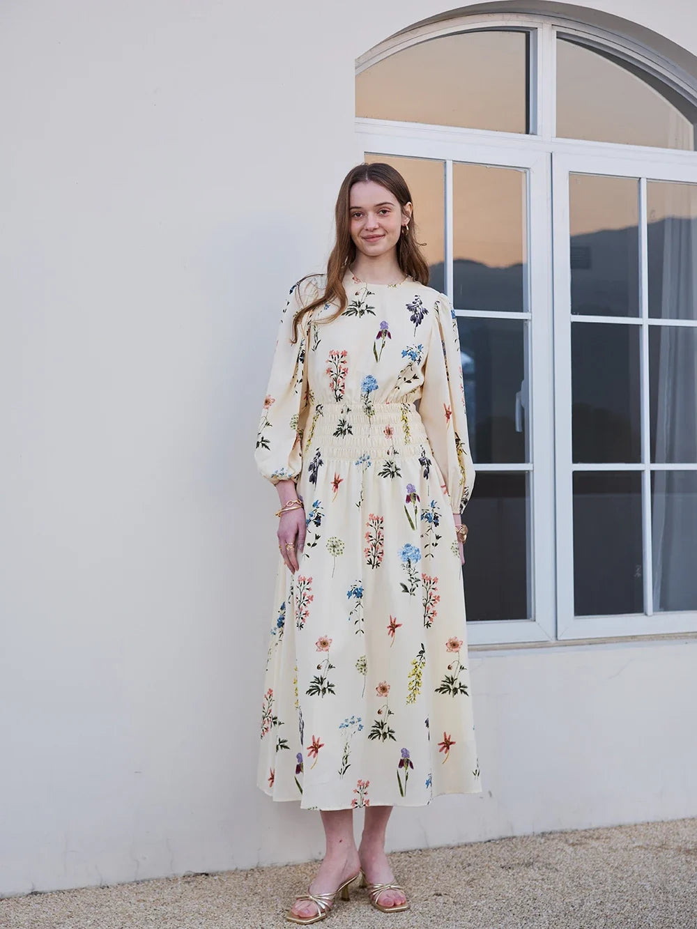 SS26 Women Smock Floral Dress Sweet Style