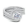 Luxury 3Pcs Set Full Moissanite Bridal Ring Set 925 Sterling Silver Engagement Ring for Women Wedding & Proposal Gift