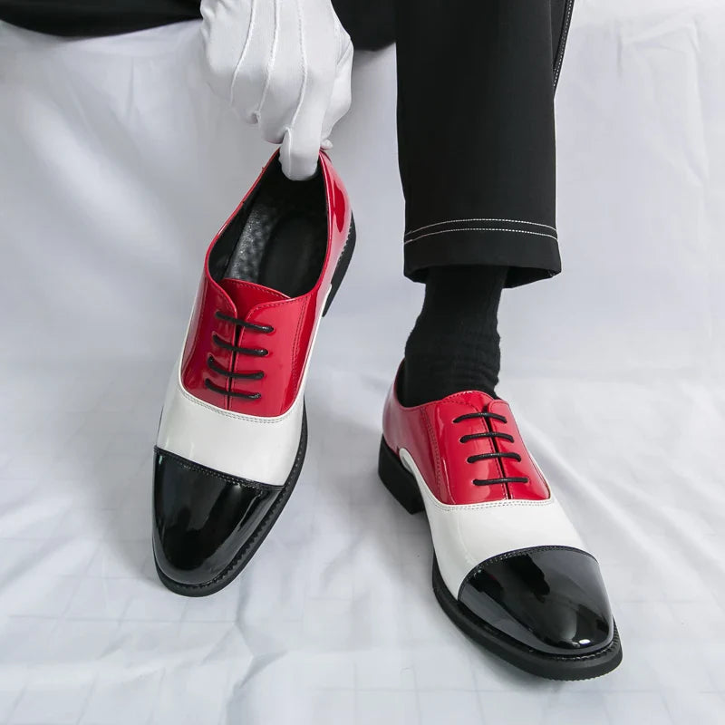 High Quality Blue Leather Dress Shoes Man Pointed Toe Elegant Men's Wedding Shoes Flat Low Cut Party Shoes For Man Formal Shoes