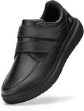 Men'S Wide Walking Shoes Hook And Loop Comfortable Leather Business Shoes Orthopedic Diabetic Shoes For Swollen Feet