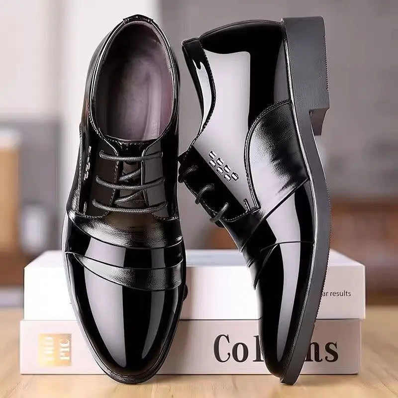 Men's Spring Casual Leather Shoes Business Formal Footwear Fashion Versatile Lace-up Dress Shoes for Youth