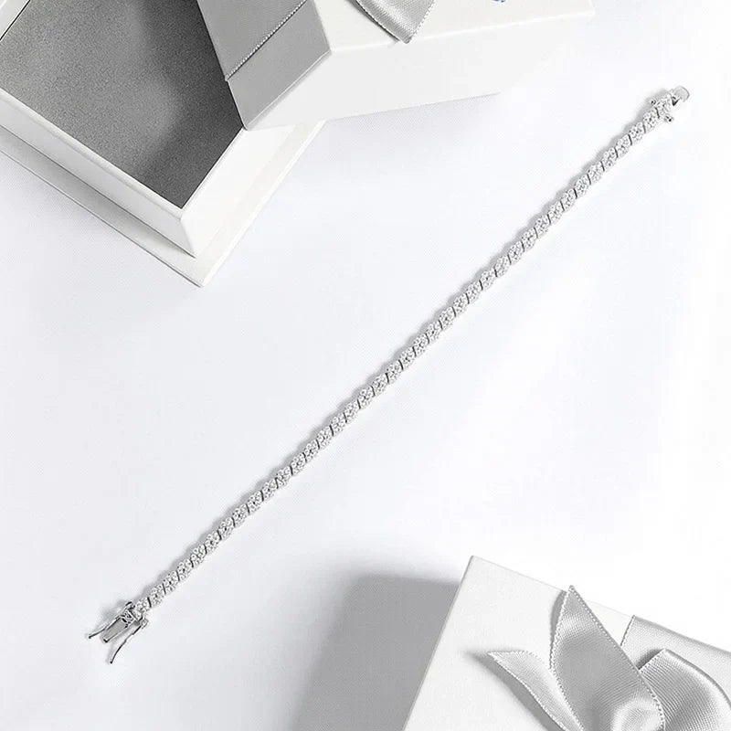 18K Plated All Moissanite Tennis Bracelet for Women Lab Created Diamond Chain 925 Sterling Silver Wholesale Jewelry