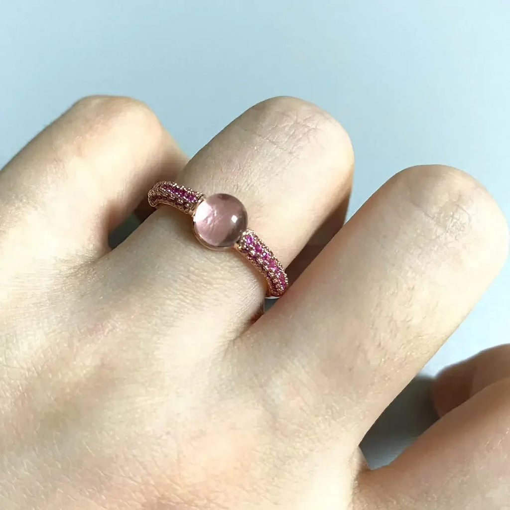 6mm Round Candy Style Ring for Women 33 Colors Purple Zircon Crystal Inlay Jewelry Birthday Gift