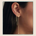 Moissanite Long Chain Drop Dangle Earrings, 925 Sterling Silver Star Tassel Threader Double Piercings Convertible Earring