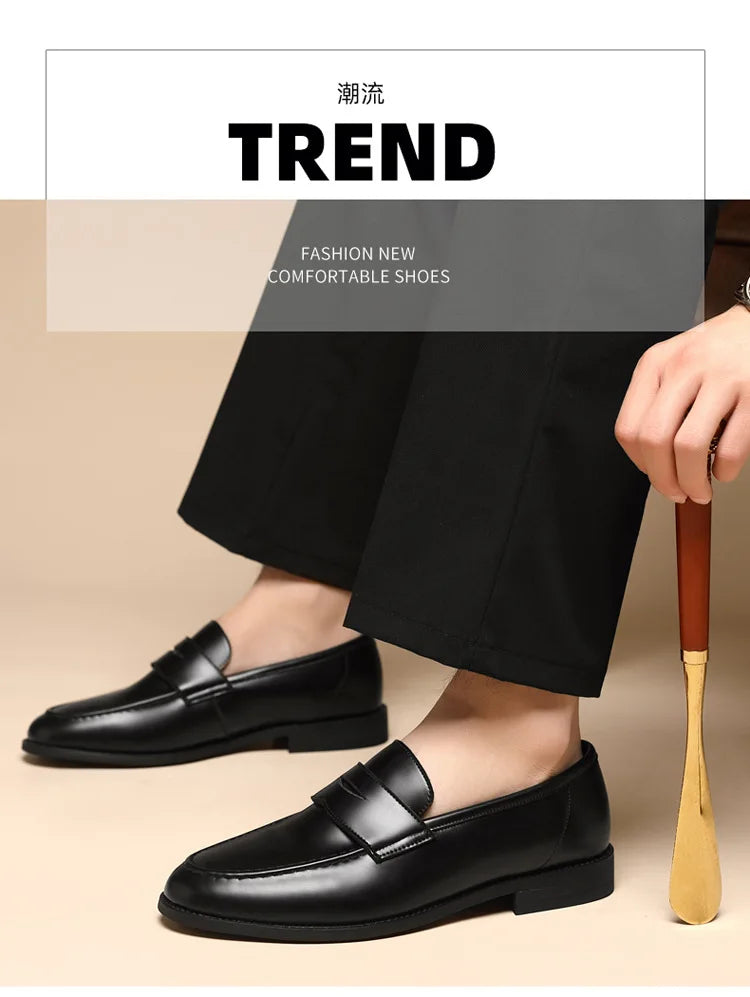 Men's Plus Size Genuine Leather Loafers Slip-on Formal Business Casual Dress Shoes for Man Spring Autumn New Wedding Shoes Male