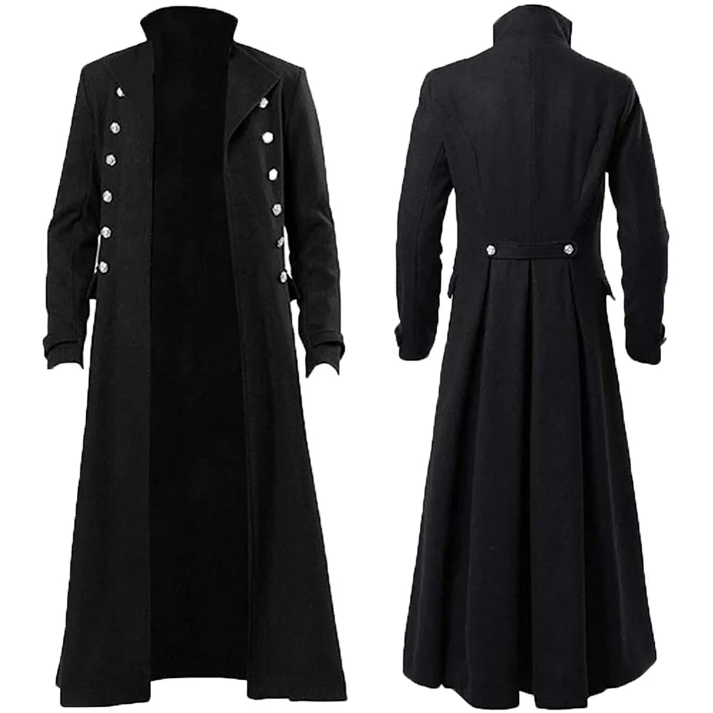 Medieval Renaissance Costume Men Steampunk Vintage Trench Coat Gothic Long Coat Man Victorian Carnival Party Cosplay Costume 5XL