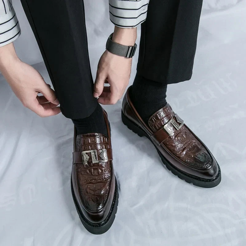 Mens Loafers Party Business Thick Soled Men Leather Shoes Dress Platform Shoes Comfortable Fashion New Casual Shoes for Men