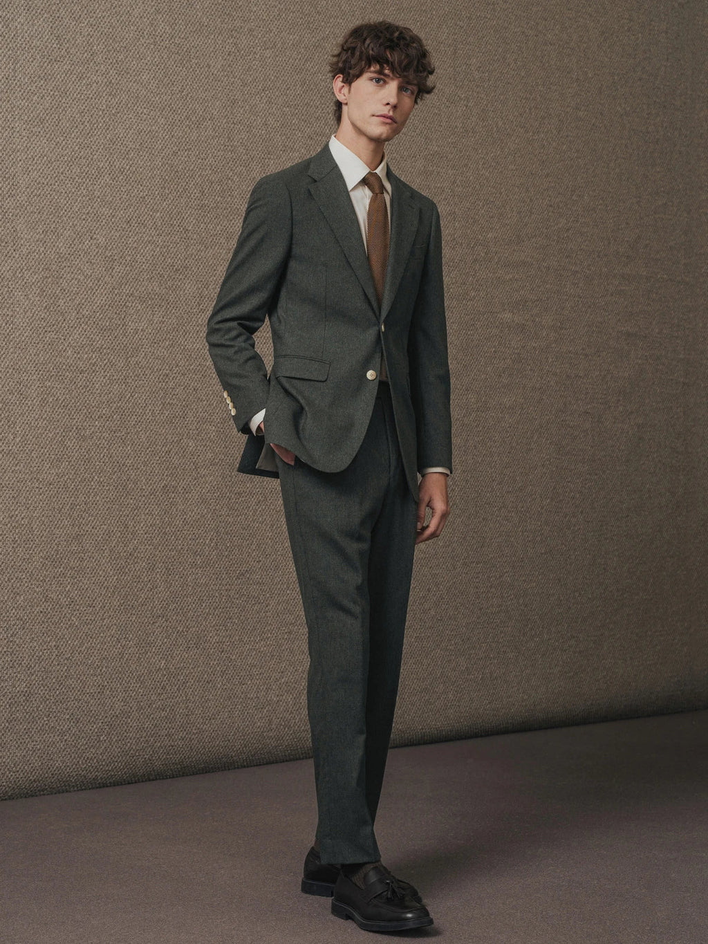 100% Wool Mens Suits Set Blazer + Pant Green Luxury Wedding Groom Wear Simple Style Fashion Man Suit Slim Fit Casual Clothes