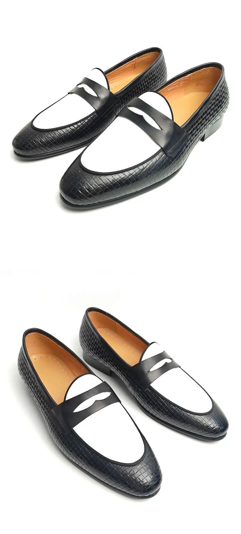 Fashion Trendy Loafers For Men Handmade Genuine Leather Comfortable Slip On Casual Man's Shoes in Black and White Career Wearing