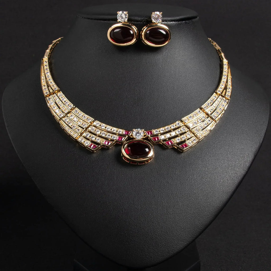 Pop Hot Stereo Jewelry Oil Painting Necklace Earrings Premium Multi-Color 2-Piece Wedding Travel Women's Holiday Gift M-1000