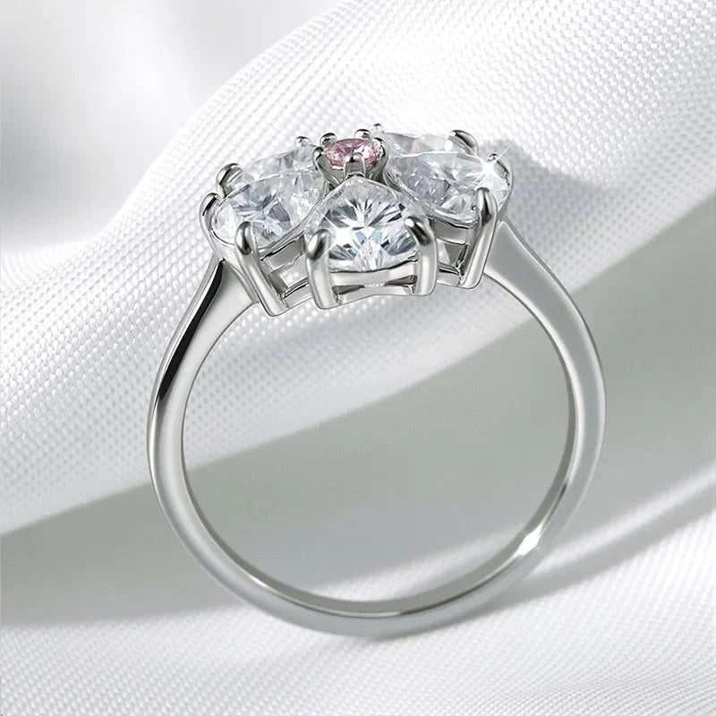 14K Plated 6 Gems Moissanite Rings for Women Luxury Wedding Lab Diamond Pure 925 Silver Band Fine Jewelry Female Ring GRA