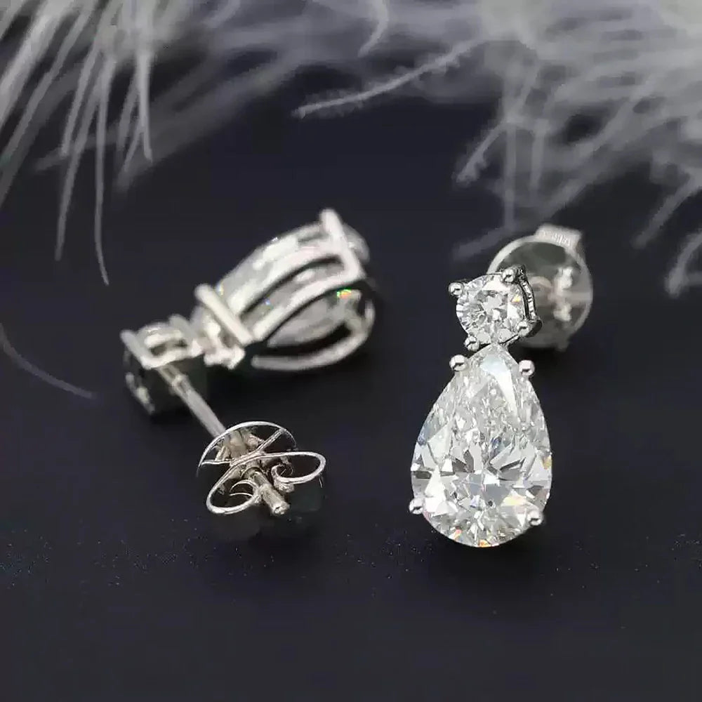 3cttw  Certified Oval/Round Cut Moissanite Diamond Drop Earrings for Women 100% 925 Sterling Silver Stud Earring Fine Jewelry