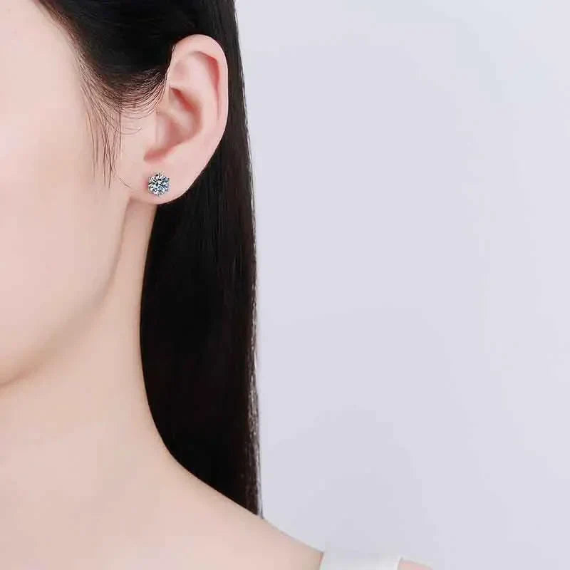 0.2ct 0.5ct 1ct 2ct  Moissanite Stud Earrings For Women Screw Thread Ear Studs 925 Sterling Silver Earring Fine Jewelry