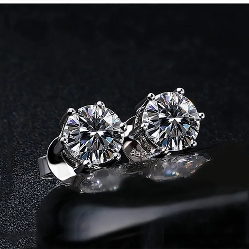 2ct 8mm Moissanite Earrings for Women Lab Grown Diamond Ear Studs 925 Sterling Silver Fine Jewelry Gift