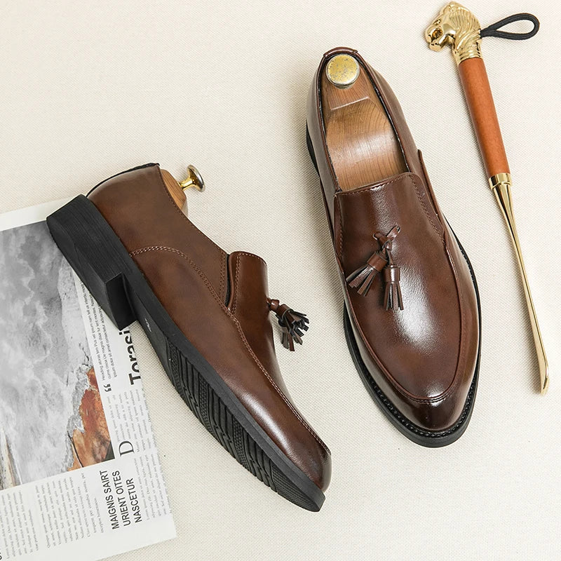 Luxury Designer Mens Business Formal Leather Dress Black Brand Casual Shoes Wedding for Men Office Luxury Flats Footwear Loafers