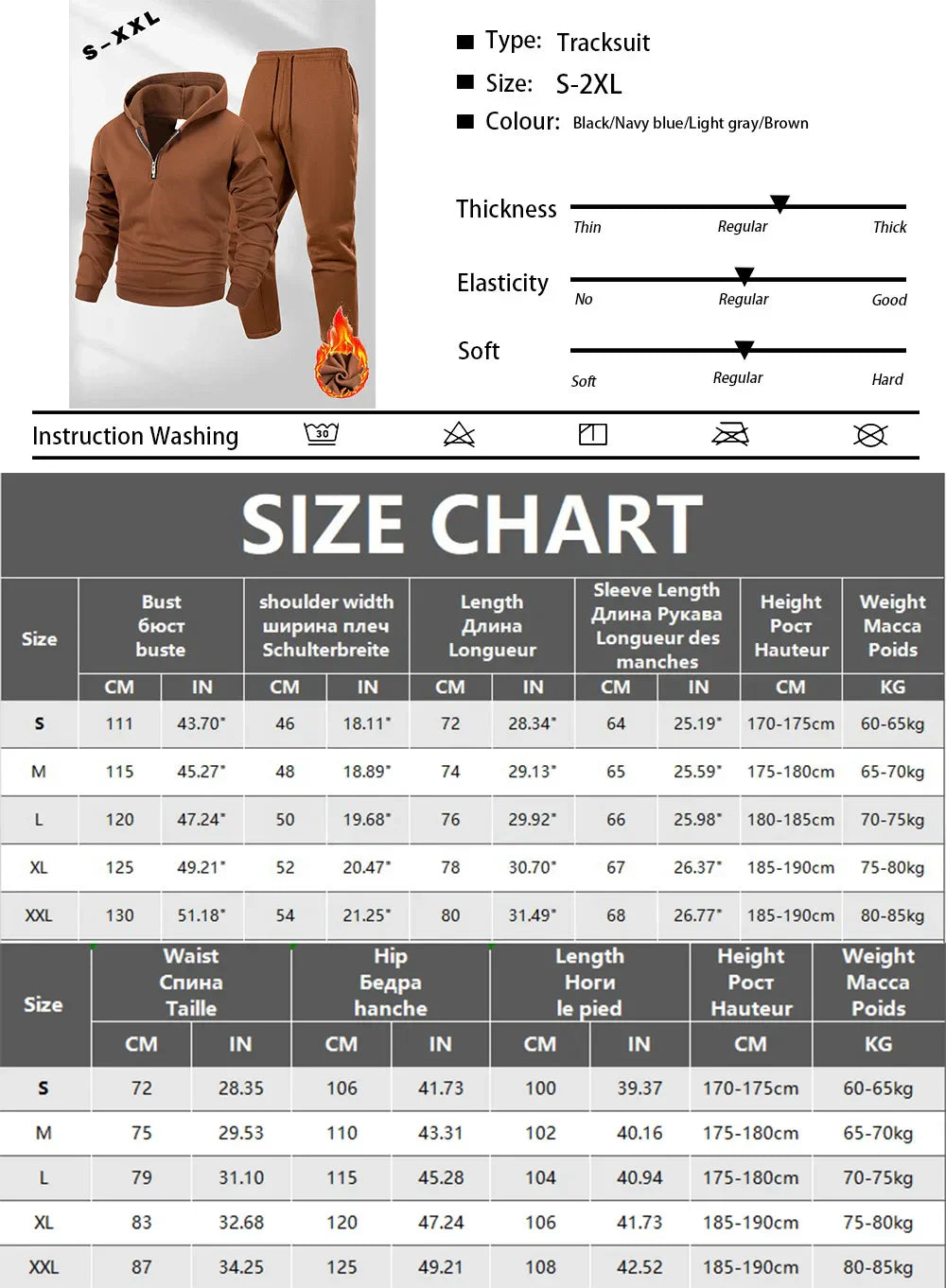Men's Half Zipper Hoodie Pants Set Autumn Winter Solid Color Sweatshirt Pants Suit Fashion Casual Sports Set S-2XL Tracksuit