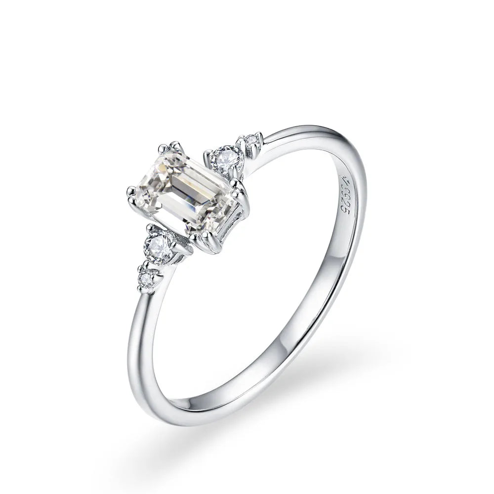 New Emerald Cut 0.6CT Moissanite Diamond Ring for Women DVVS1 Color Classic Engagement Wedding Fine Jewelry Luxury Gift