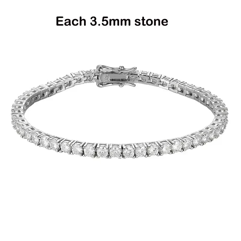 2-6.5mm Real Moissanite Tennis Bracelet for Women Christmas Gift Platinum Plated 100% 925 Sterling Silver Wedding Jewelry