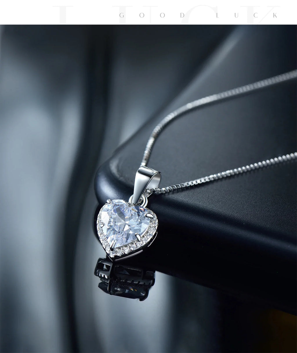 2020 New Design 925 Sterling Silver Heart pendant Fashion Heart Clear Zirconia Classic Wedding Chain Jewelry For Women