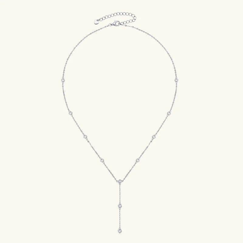 Collares Mujer 3mm 0.1ct Moissanite Necklace 925 Sterling Silver Y-shaped Pendant Necklaces For Women Unique Jewelry Gift