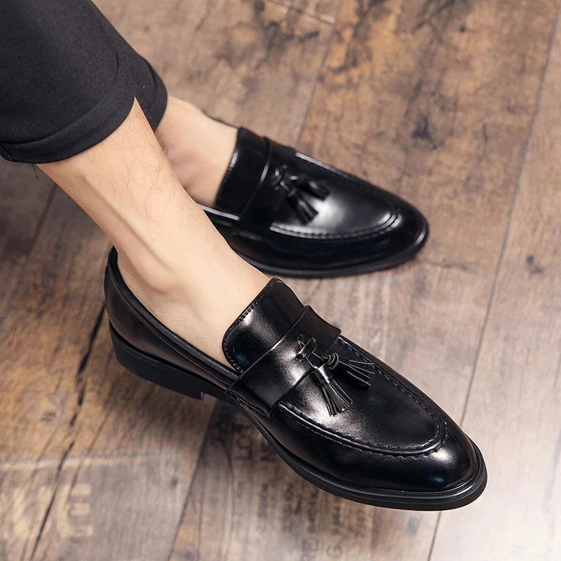 Men’s Tassel Loafers – Slip-On Dress Shoes, Black/Brown, Leather, EU 40–48