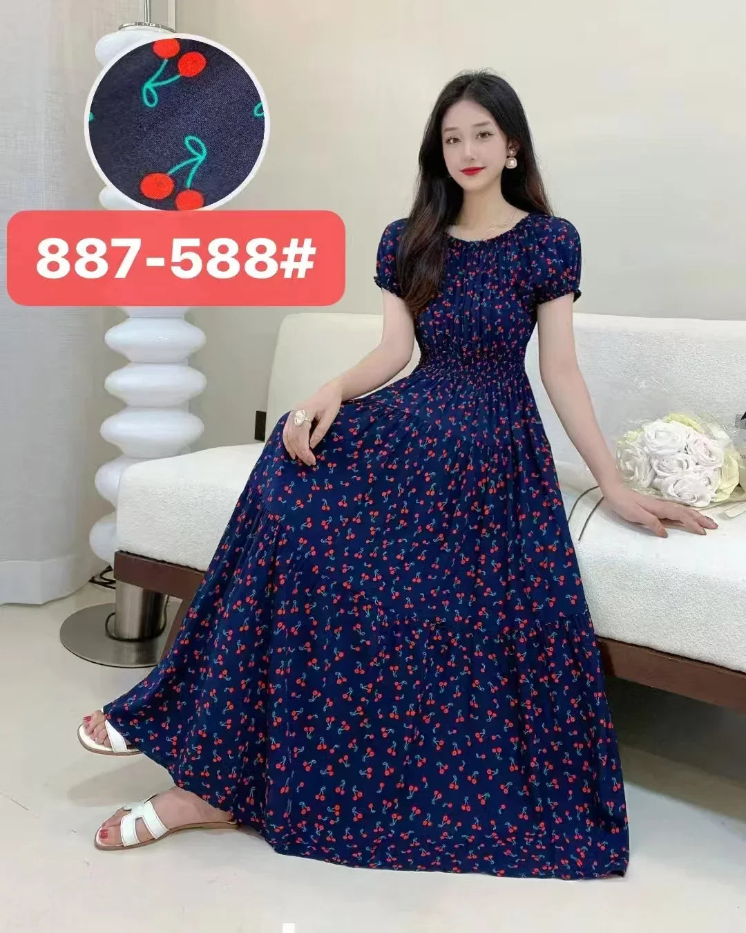 Vestidos Robe Maxi Long Dress Women Summer Indian Clothes Bohemian Cotton Linen Floral Short Sleeve Korean Style Casual