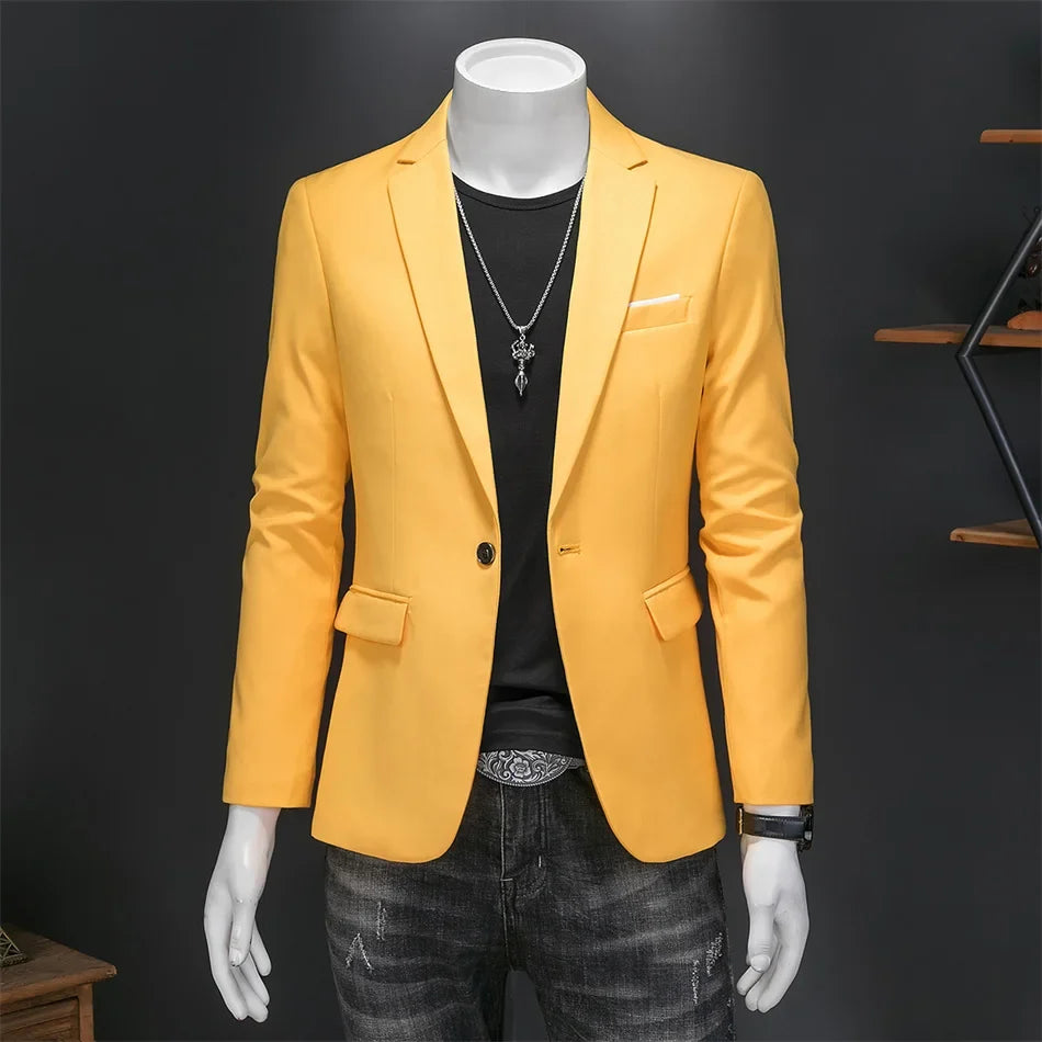 15-color boutique fashion suit 6XL men's slim groom wedding suit jacket business office suit casual solid color suit jacket