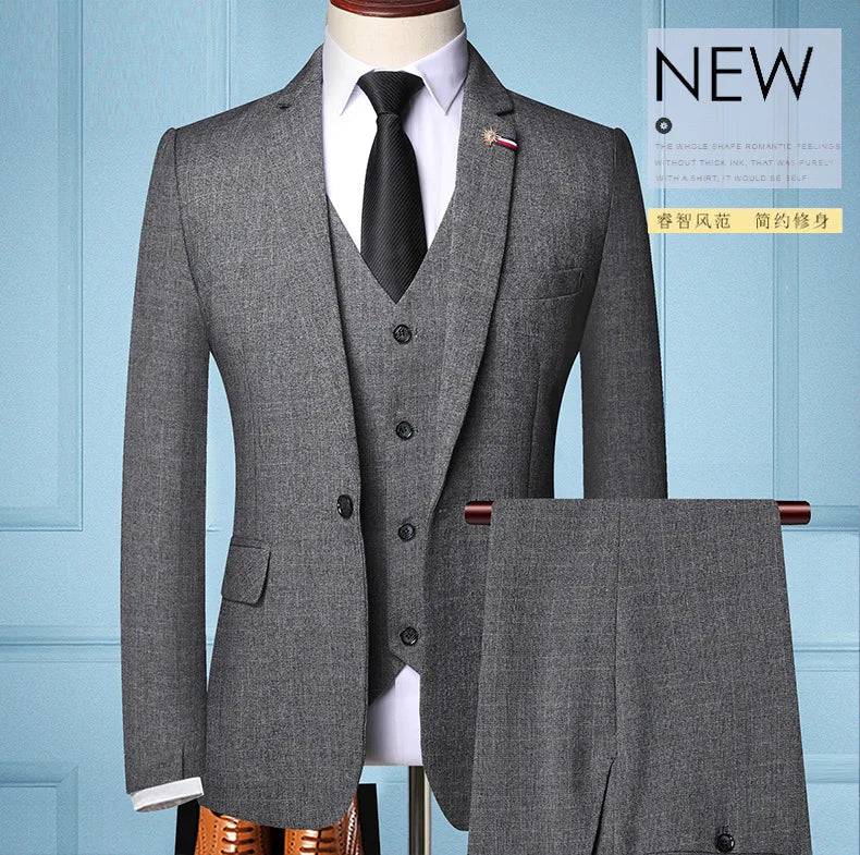 S-6XL Jacket Vest Pants Casual Plaid Retro Business Men's Suit 3Pcs or 2Pcs Set Groom Wedding Dress Blazer Waistcoat Trousers