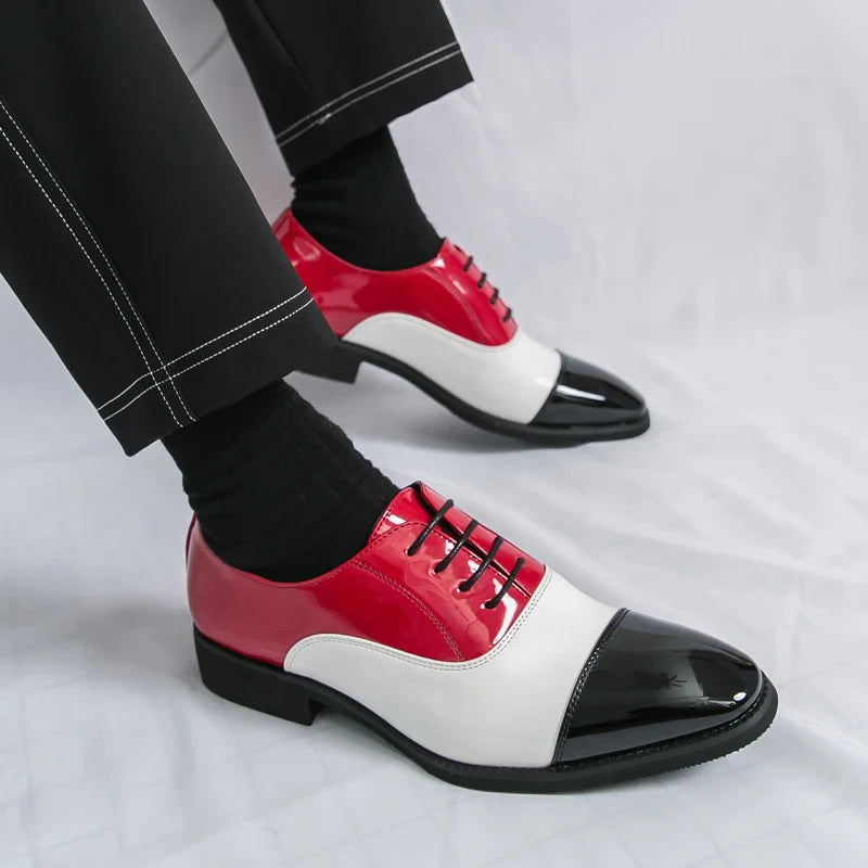 High Quality Blue Leather Dress Shoes Man Pointed Toe Elegant Men's Wedding Shoes Flat Low Cut Party Shoes For Man Formal Shoes