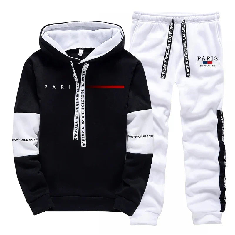 Autumn Winter Mens Tracksuit Print Casual Sweatshirts Sportswear Outdoors Sports Jogging Mens Clothing Single Piece Hoodie Pants
