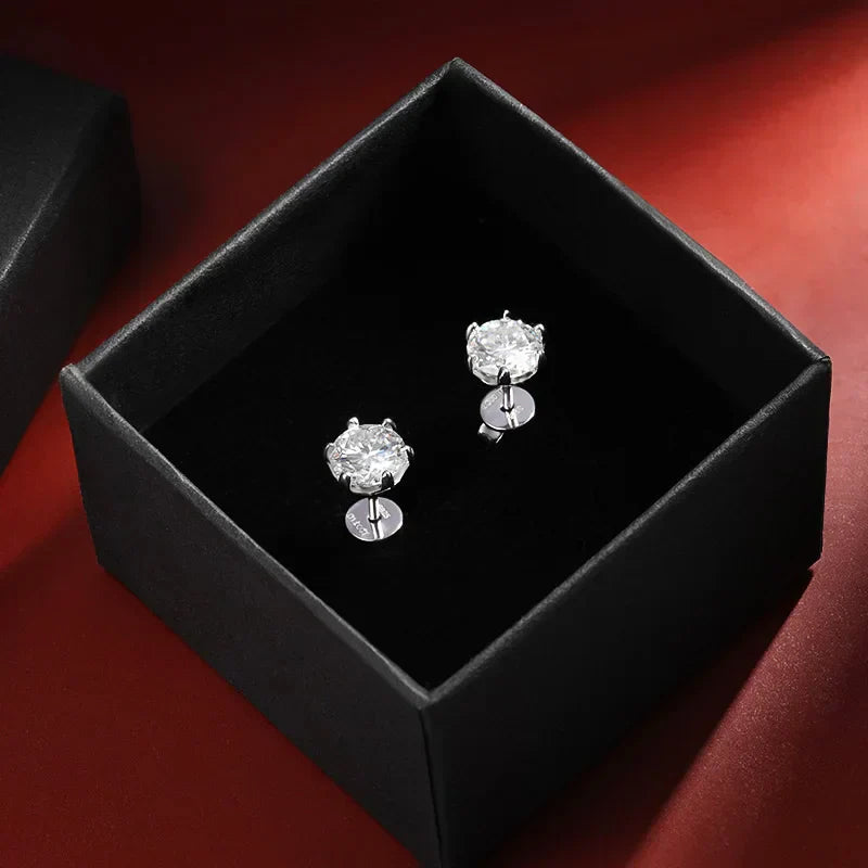 100% 925 Sterling Silver 0.2-2 Carat D Color Moissanite Diamond Stud Earrings For Women Sparkling Party Fine Jewelry Gifts