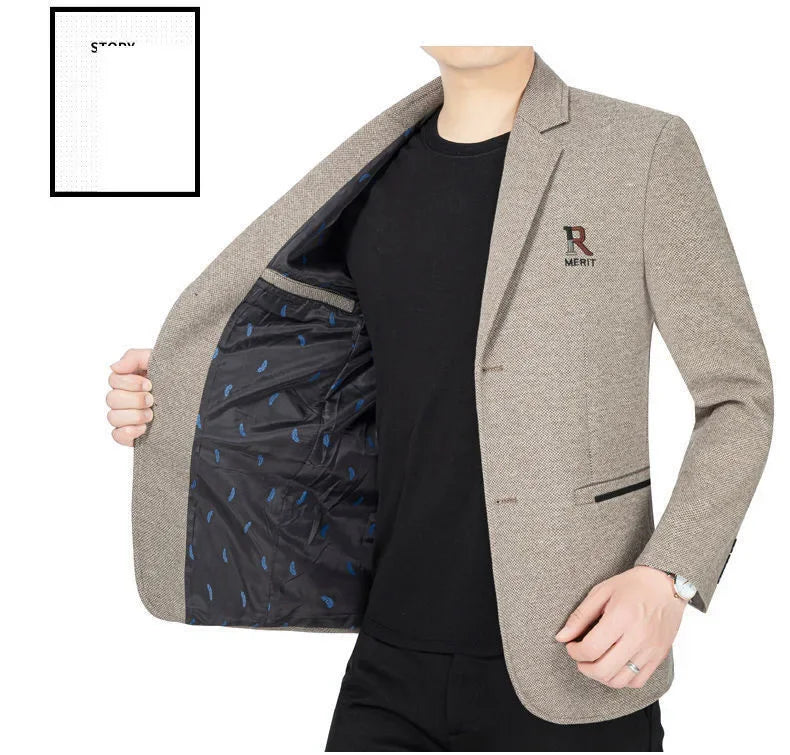 TFETTERS Brand 2026 Spring Business Blazer for Men Solid Autumn Casual Men's Jacket Blazer Fashion Single Breasted Suits Mens