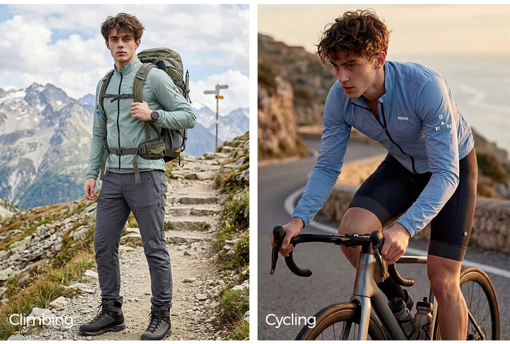 Men Long Sleeve Windbreaker Sports Trench Lightweight Windproof Hiking Fitness Bicycle Coat UPF 50+ Outdoor Outfit Packable
