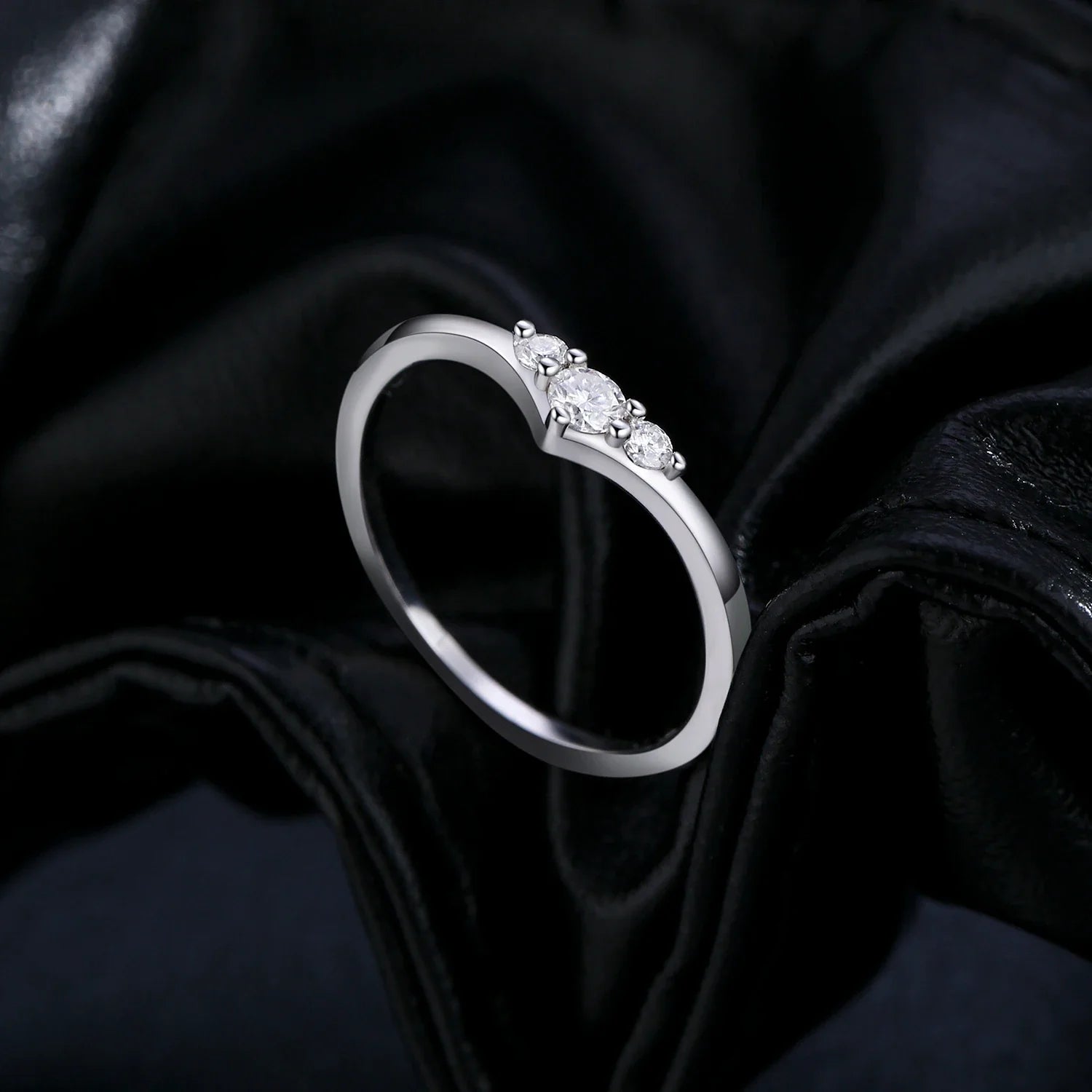 Simple Eternity Moissanite Ring 925 Sterling Silver Sparkling Simple Thin Wedding Band Rings For Women Fine Jewelry Gift