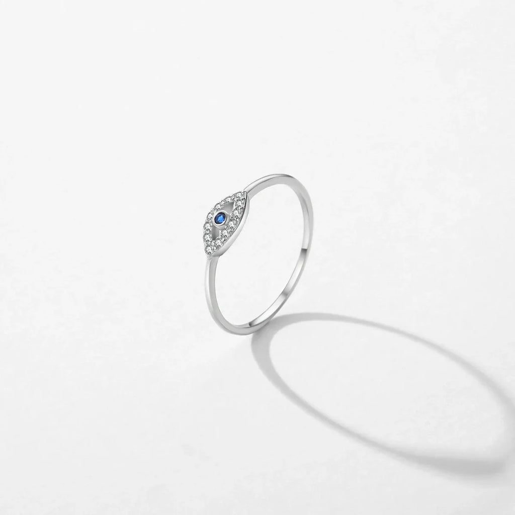 925 Sterling Silver Cute Blue Ghost Eyes Ring Sparkling Clear Cubic Zirconia For Women Fine Fashion Jewelry Birthday Gift