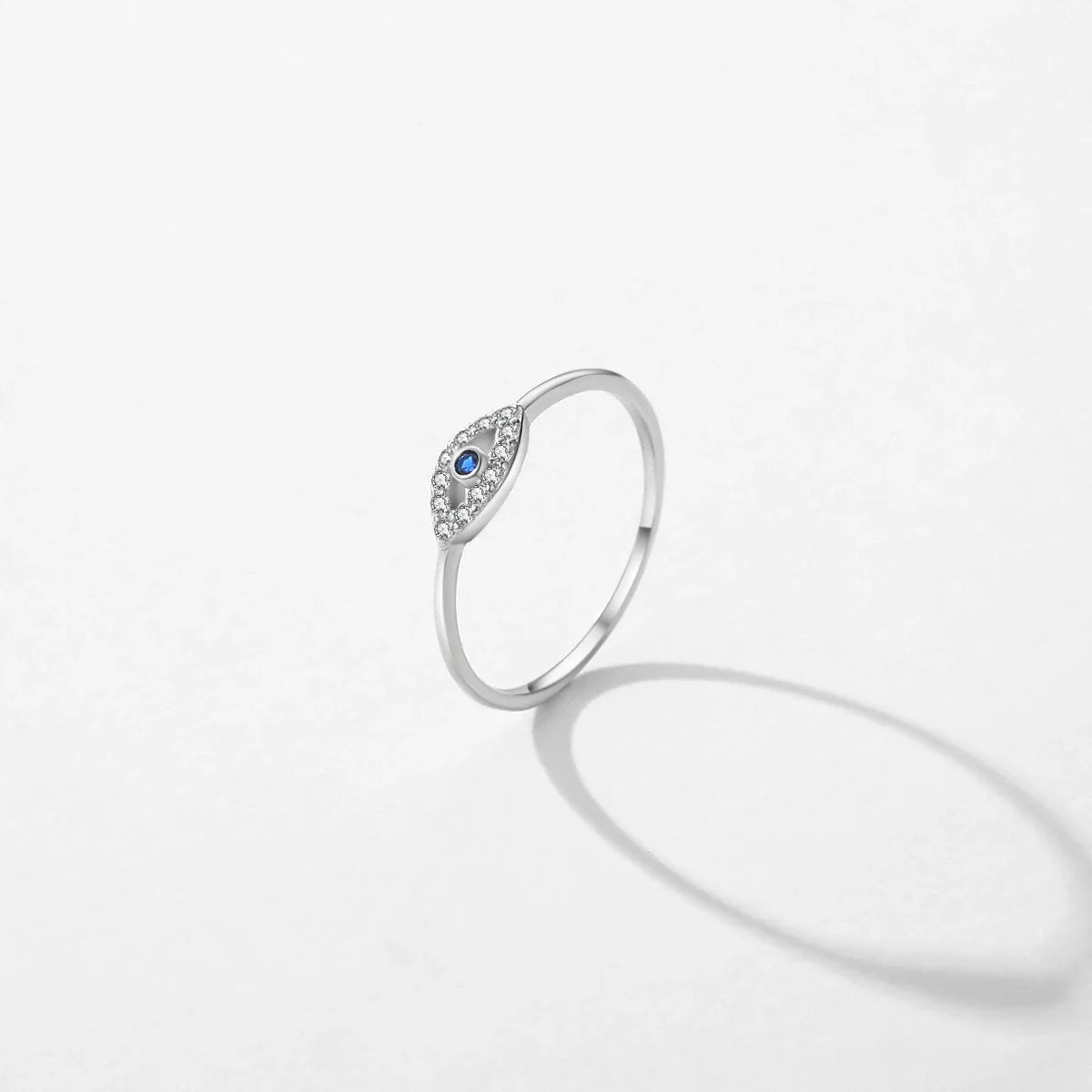 925 Sterling Silver Cute Blue Ghost Eyes Ring Sparkling Clear Cubic Zirconia For Women Fine Fashion Jewelry Birthday Gift