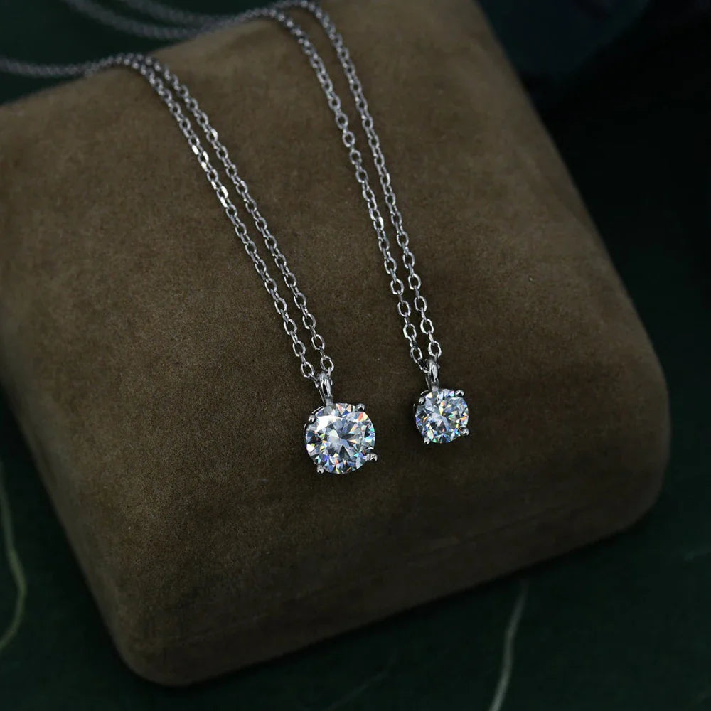 1/2/3CT Moissanite Pendant Necklace for Women D Color VVS1 Solitaire Diamond Neck Chain 925 Silver Plated 18k Gold Fine Jewelry