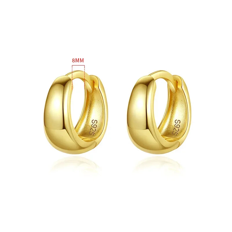 Real 925 Sterling Silve Fashion Inside Diameter 6 7 8 9 10mm Hoop Earrings For Women Men Personality Jewelry DG0132