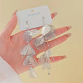 Fashion Long Tassel Petal Drop Earrings for Women Luxury Metal Crystal Hollow Flower Temperament Earrings Wedding Jewelry Gifts