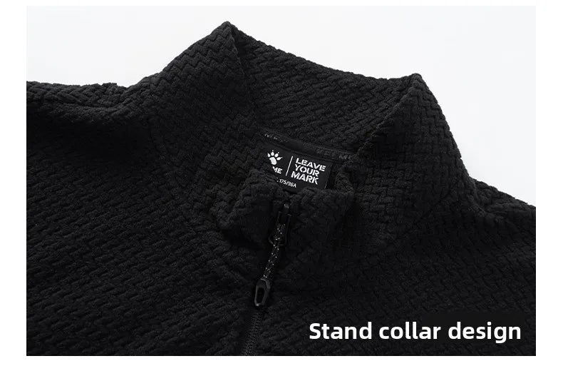 Fleece Sports Jacket Winter Cardigan Knitted Jacket Stand Collar Outdoor Running Windproof And Warm Training Top
