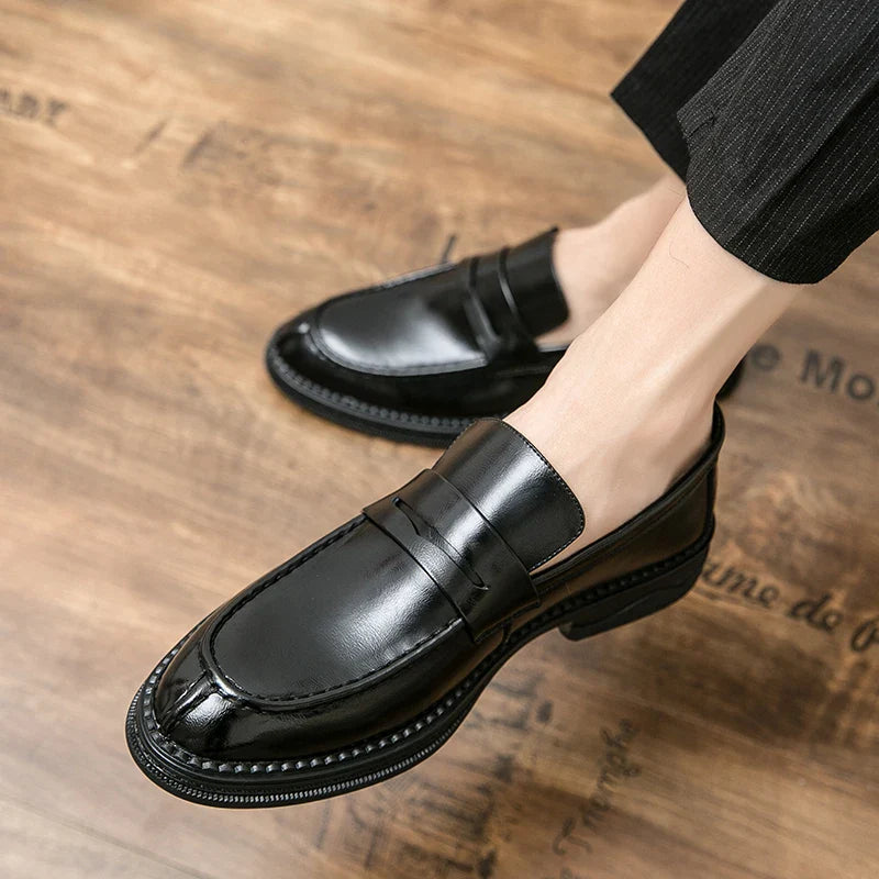 Premium Silver Business Shoes Men's Oxford Shoes Leather Brand Loafers Slip on High Quality Wedding Loafers Soft Sole Dress Shoe