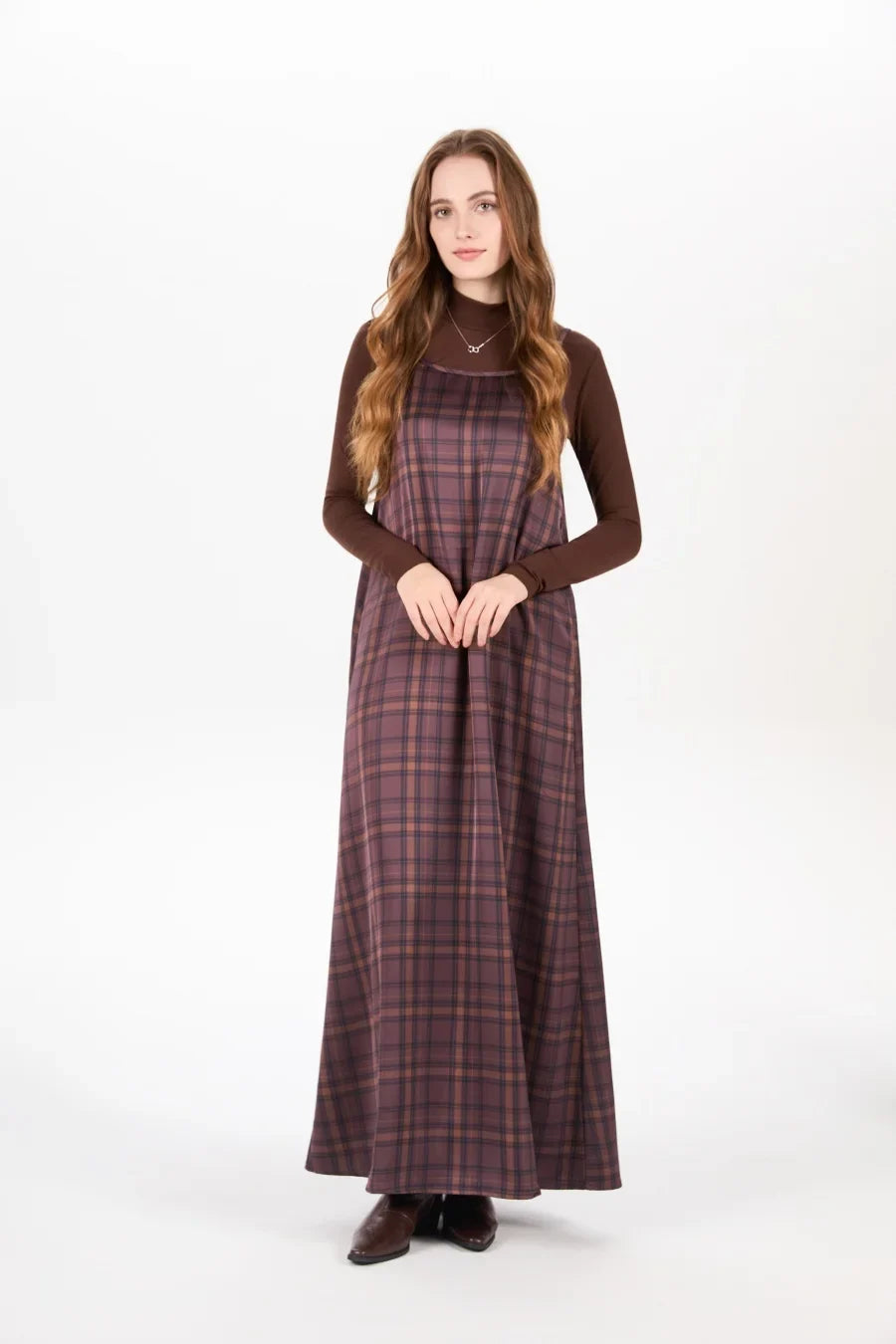 AW25 woman clothing mockneck + elegance slip satin dress matching look adjustable maxi floor length lady wear